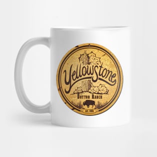 Aged yellowstone sign buffalo Mug